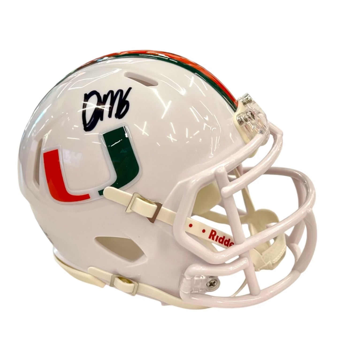 Riddell Miami Hurricanes Student Athlete #6 Damien Martinez White Mini Football Helmet