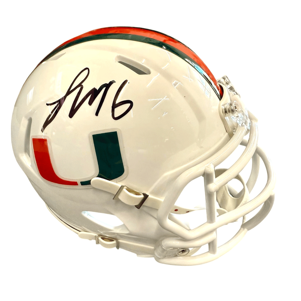 Riddell Miami Hurricanes Student Athlete #16 Luke Nickel Autographed White Mini Football Helmet