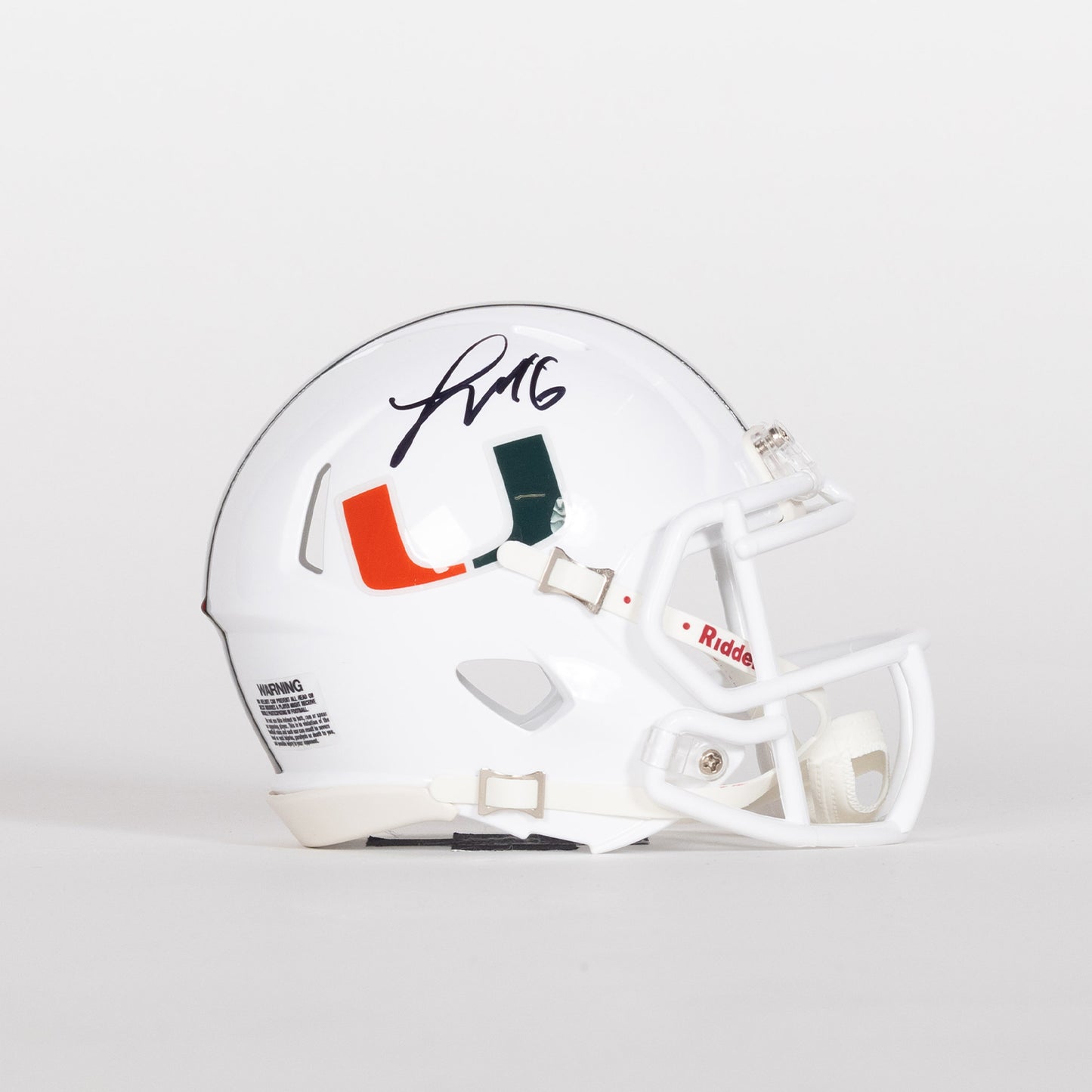 Riddell Miami Hurricanes Student Athlete #16 Luke Nickel Autographed White Mini Football Helmet