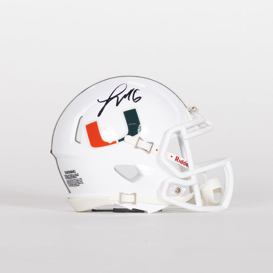 Riddell Miami Hurricanes Student Athlete #16 Luke Nickel Autographed White Mini Football Helmet