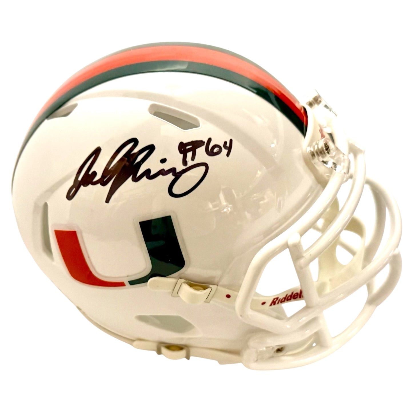 Riddell Miami Hurricanes Student Athlete #64 Jalen Rivers Autographed White Mini Football Helmet