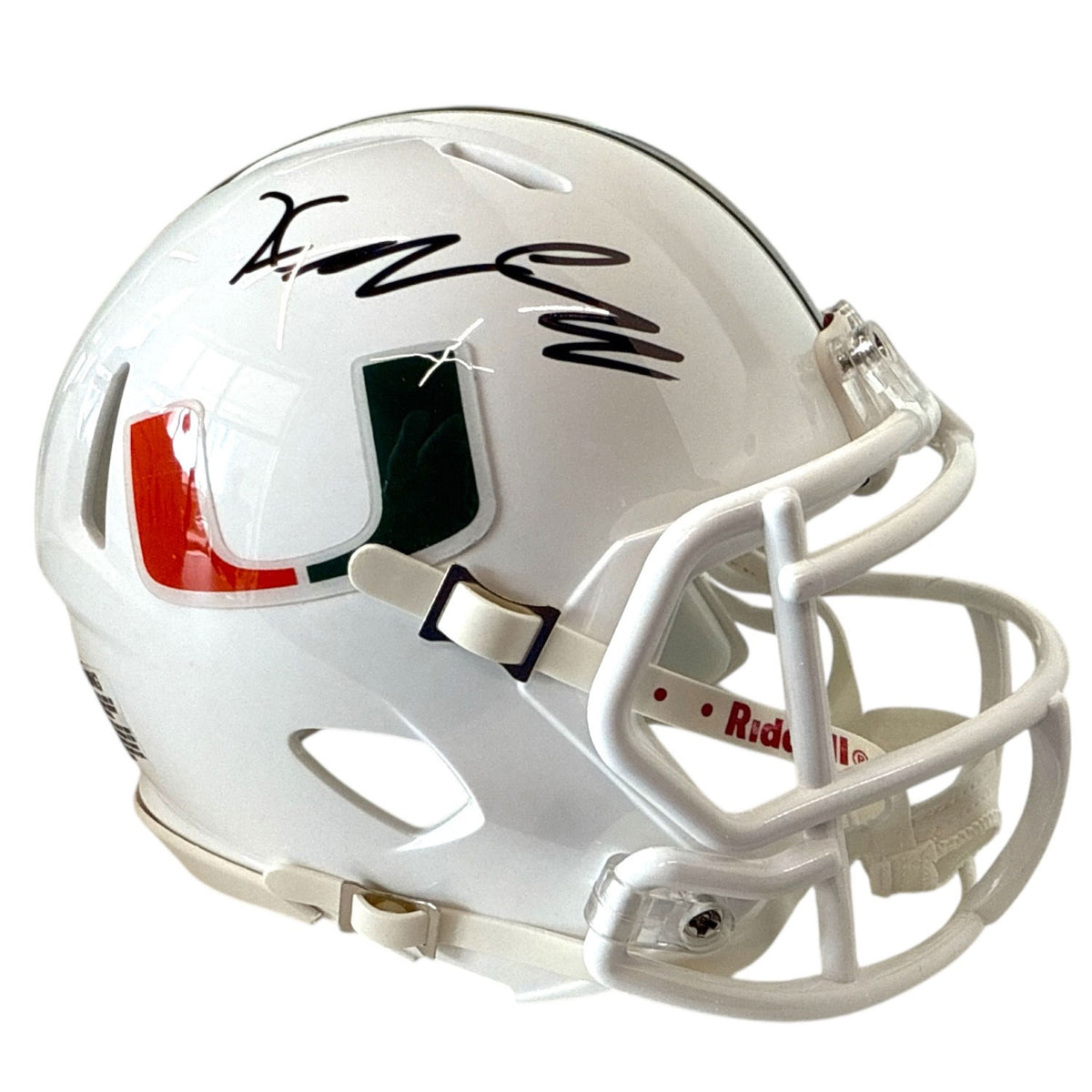 Riddell Miami Hurricanes Student Athlete #14 Hayden Lowe Autographed White Mini Football Helmet
