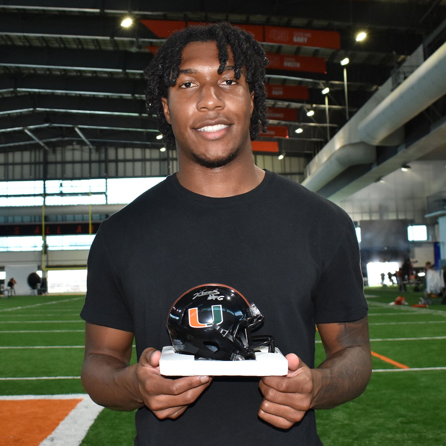 Riddell Miami Hurricanes Student Athlete #6 Xavier Lucas Autographed Black Mini Football Helmet