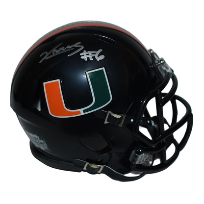 Riddell Miami Hurricanes Student Athlete #6 Xavier Lucas Autographed Black Mini Football Helmet