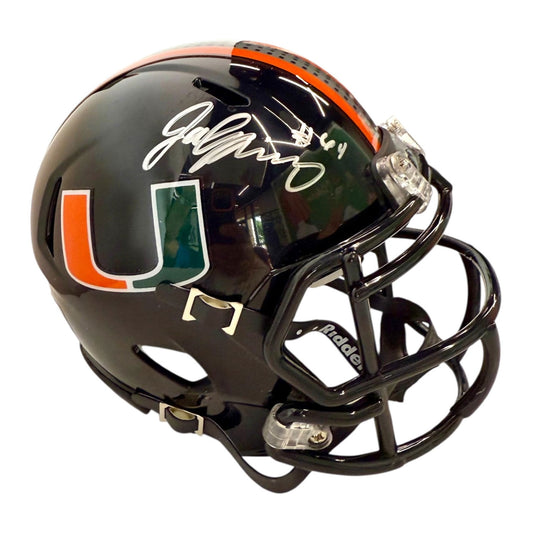 Riddell Miami Hurricanes Student Athlete #64 Jalen Rivers Autographed Black Mini Football Helmet