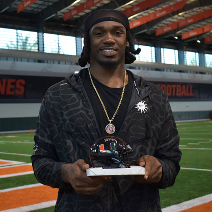 Riddell Miami Hurricanes Student Athlete #4 Mark Fletcher Autographed Black Mini Football Helmet