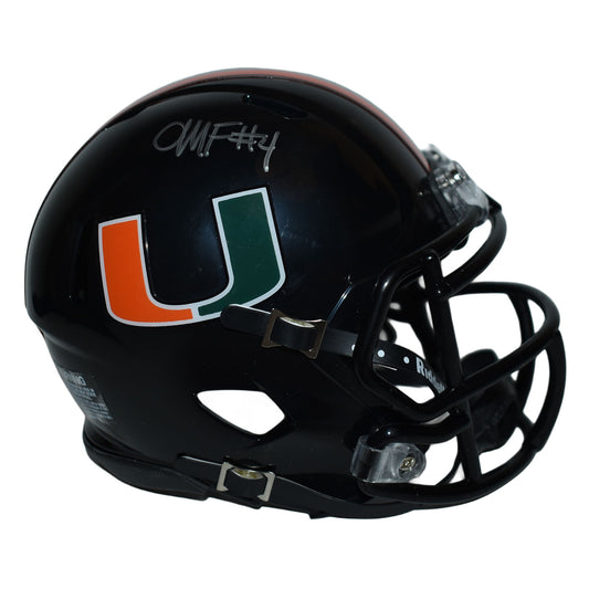 Riddell Miami Hurricanes Student Athlete #4 Mark Fletcher Autographed Black Mini Football Helmet