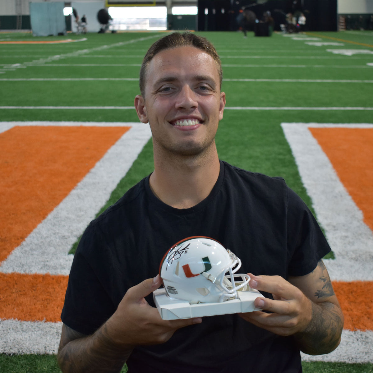 Riddell Miami Hurricanes Student Athlete #11 Carson Beck Autographed White Mini Football Helmet