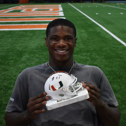 Riddell Miami Hurricanes Student Athlete #1 Jojo Trader Autographed White Mini Football Helmet
