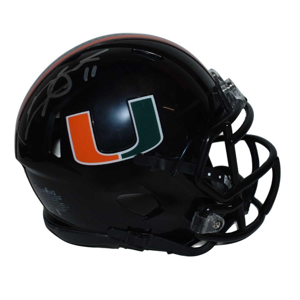 Riddell Miami Hurricanes Student Athlete #11 Carson Beck Autographed Black Mini Football Helmet