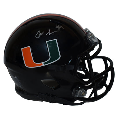 Riddell Miami Hurricanes Student Athlete #9 Elija Lofton Autographed Black Mini Football Helmet