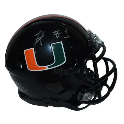 Riddell Miami Hurricanes Student Athlete #1 Jojo Trader Autographed Black Mini Football Helmet