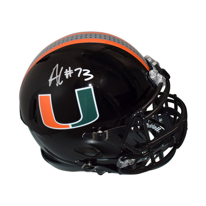 Riddell Miami Hurricanes Student Athlete #73 Anez Cooper Autographed Black Full Size Football Helmet