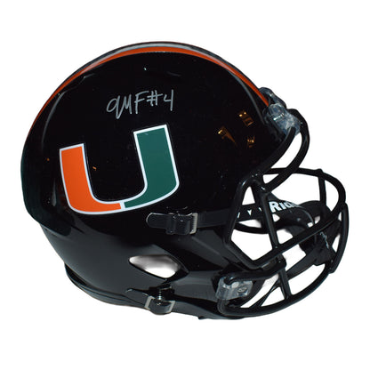 Riddell Miami Hurricanes Student Athlete #4 Mark Fletcher Autographed Black Full Size Football Helmet