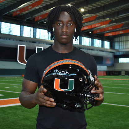Riddell Miami Hurricanes Student Athlete #29 OJ Frederique Autographed Black Full Size Football Helmet