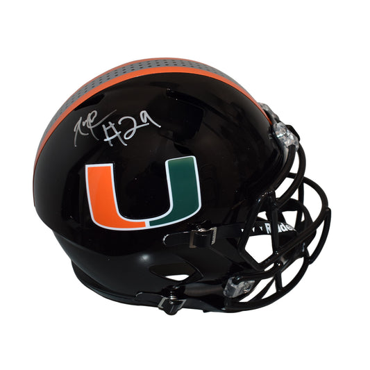Riddell Miami Hurricanes Student Athlete #29 OJ Frederique Autographed Black Full Size Football Helmet