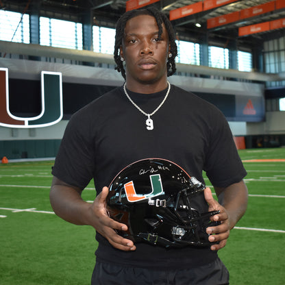 Riddell Miami Hurricanes Student Athlete #9 Elija Lofton Autographed Black Full Size Football Helmet