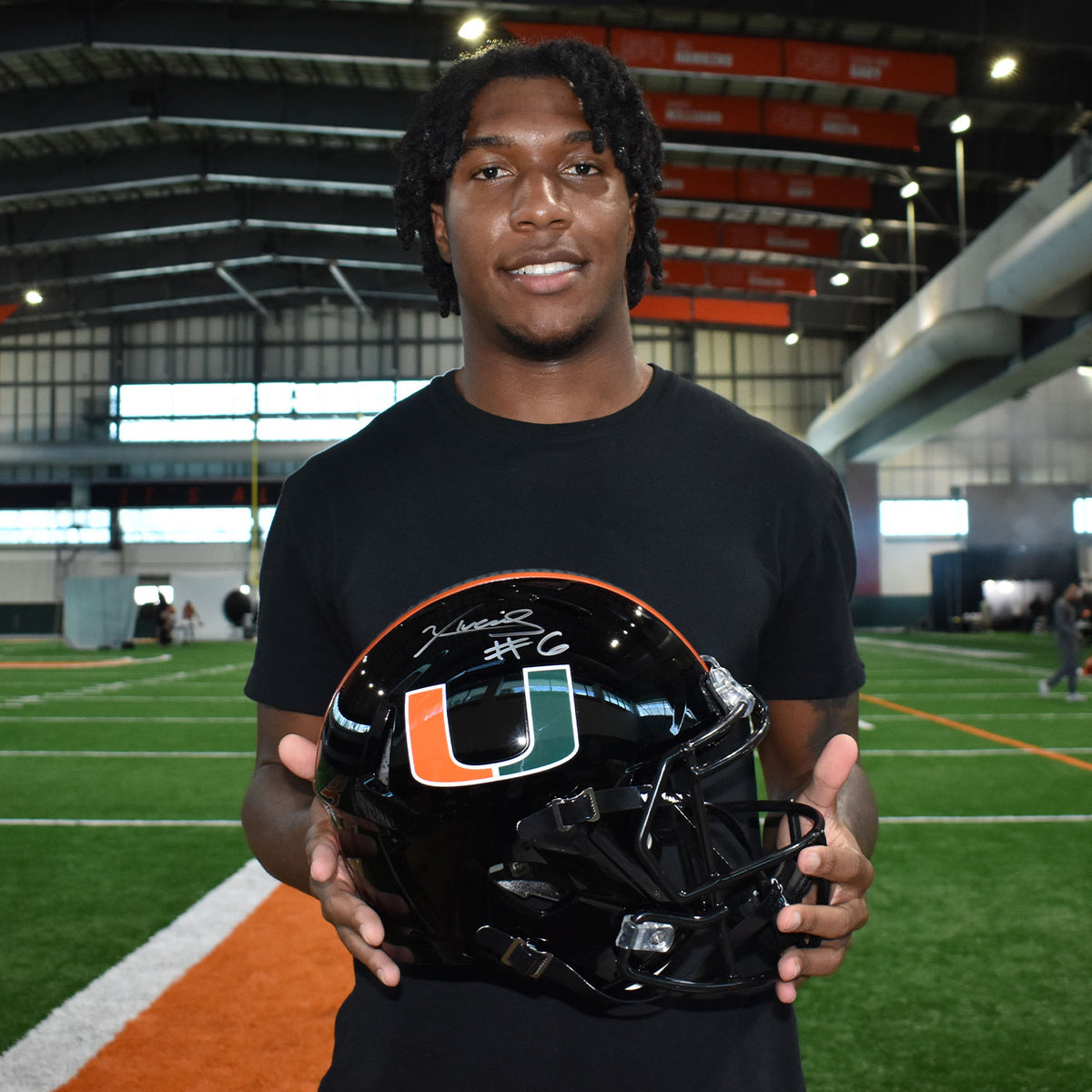 Riddell Miami Hurricanes Student Athlete #6 Xavier Lucas Autographed Black Full Size Football Helmet