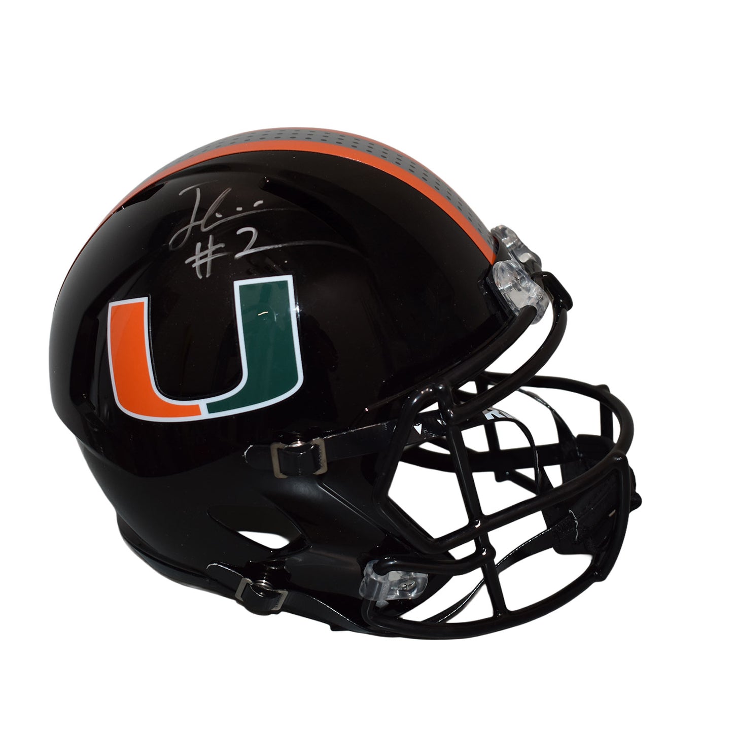 Riddell Miami Hurricanes Student Athlete #2 Jordan Lyle Autographed Black Full Size Football Helmet