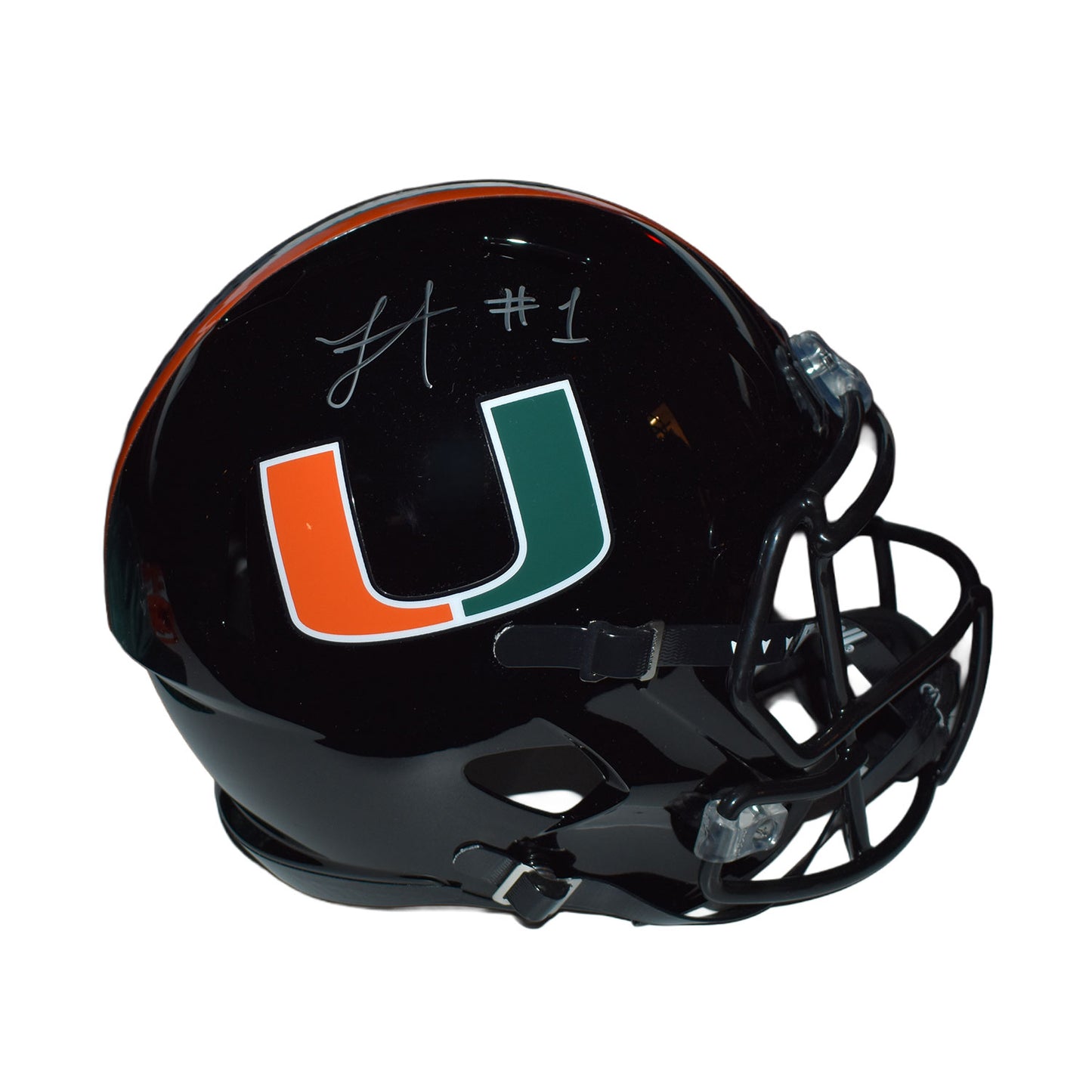 Riddell Miami Hurricanes Student Athlete #1 Jojo Trader Autographed Black Full Size Football Helmet