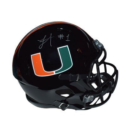 Riddell Miami Hurricanes Student Athlete #1 Jojo Trader Autographed Black Full Size Football Helmet