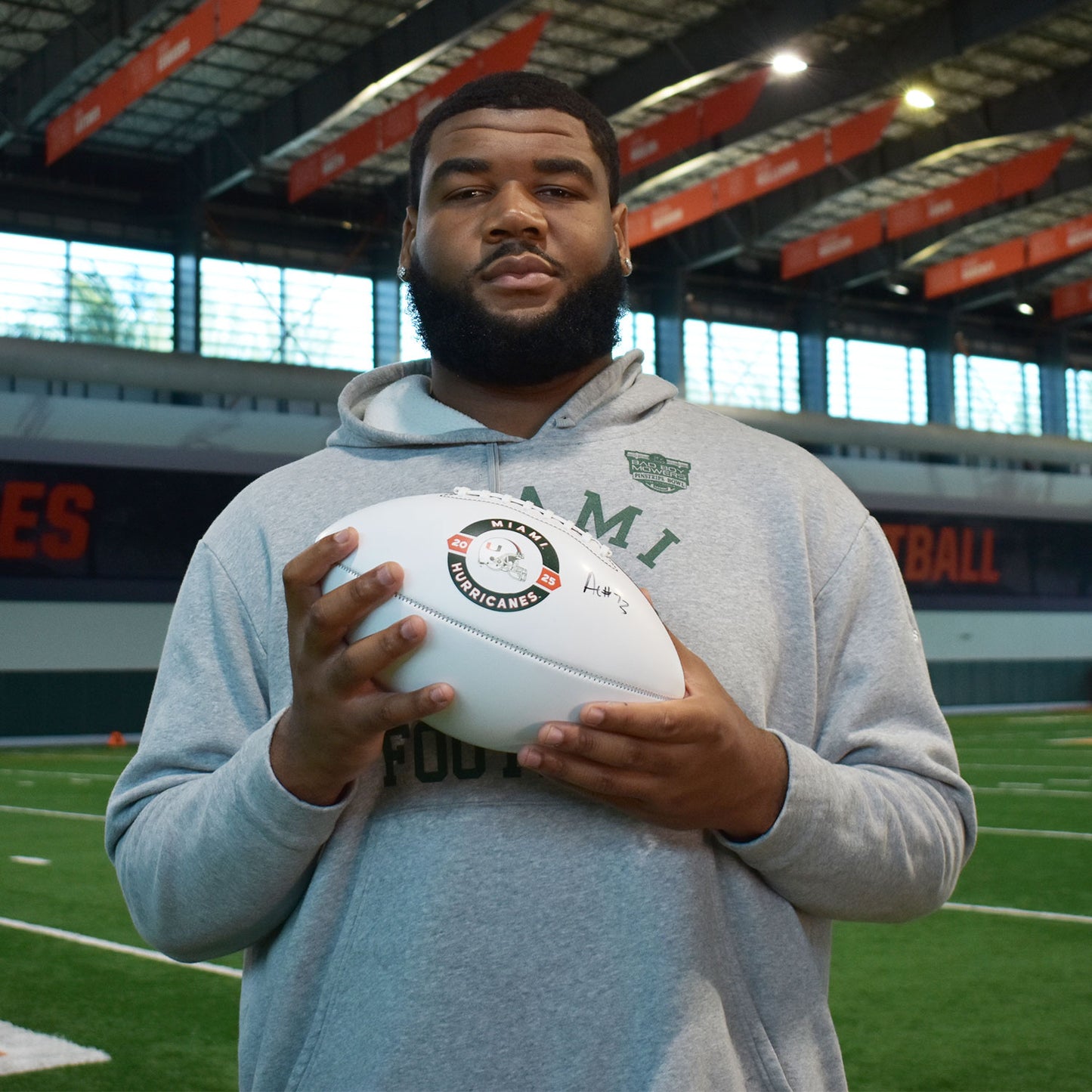Baden Sports Miami Hurricanes Student Athlete #73 Anez Cooper Autographed White Full Size Football