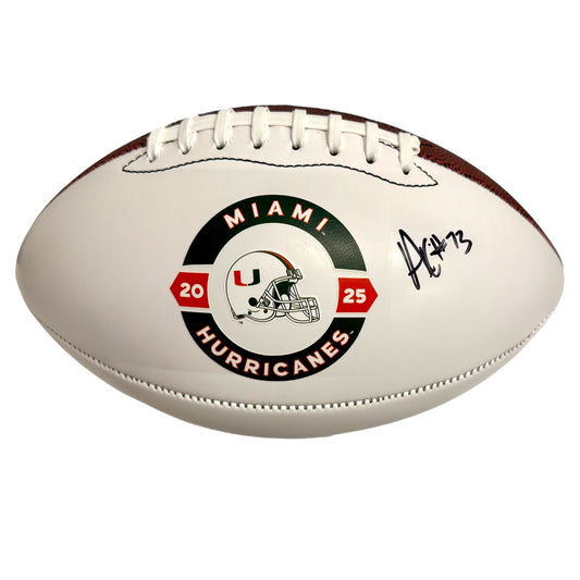 Baden Sports Miami Hurricanes Student Athlete #73 Anez Cooper Autographed White Full Size Football