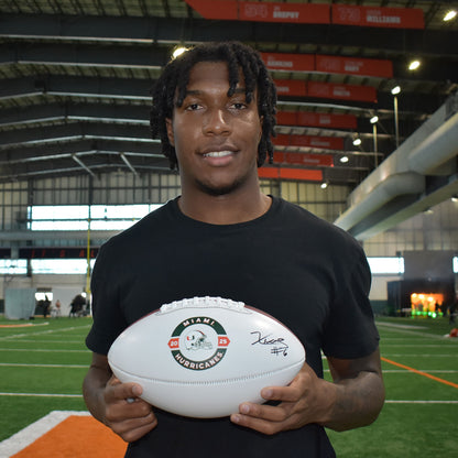 Baden Sports Miami Hurricanes Student Athlete #6 Xavier Lucas Autographed White Full Size Football
