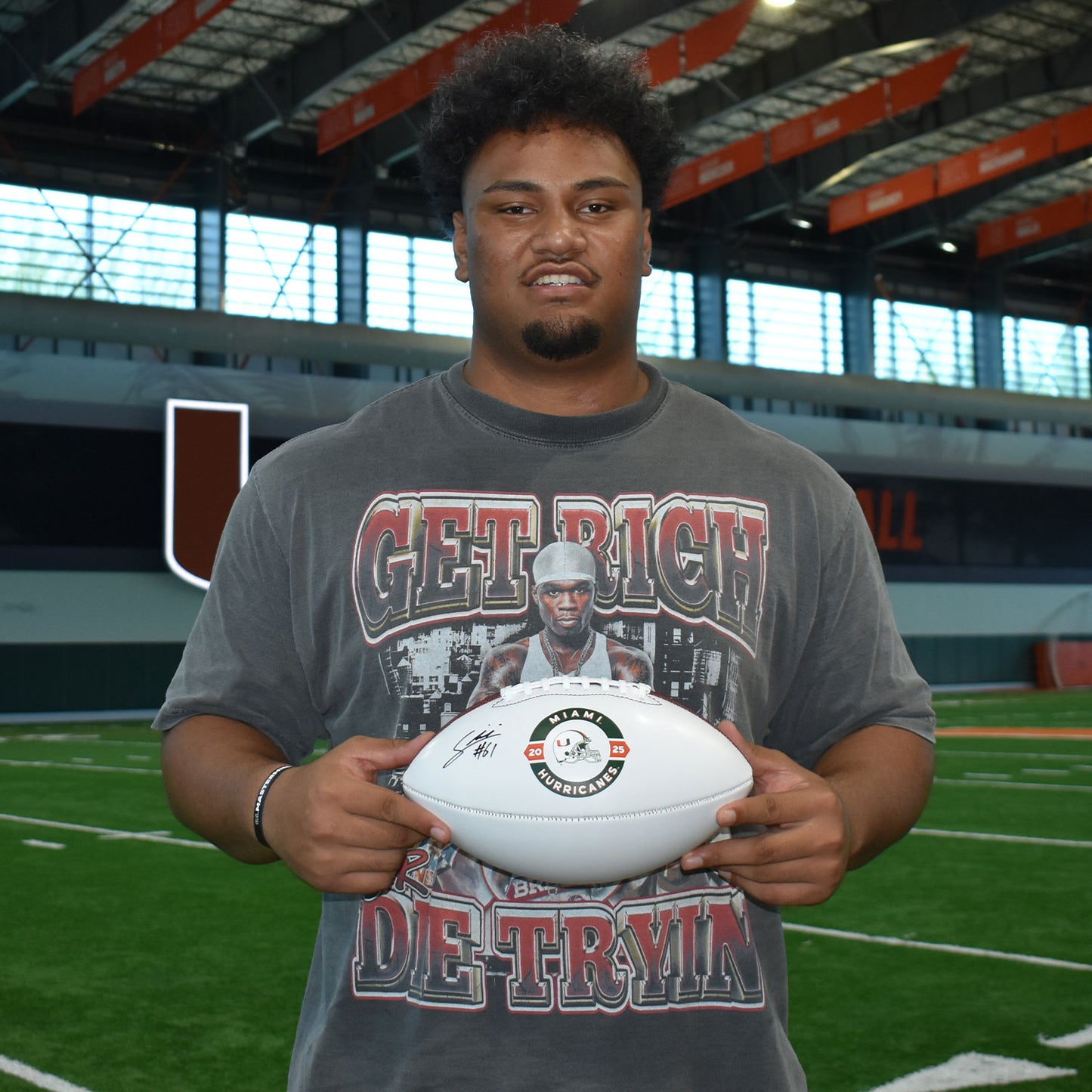 Baden Sports Miami Hurricanes Student Athlete #61 Francis Mauigoa Autographed White Full Size Football