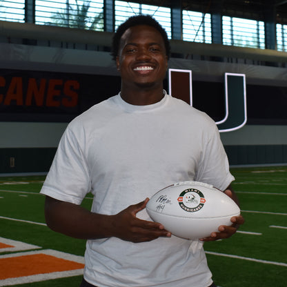 Baden Sports Miami Hurricanes Student Athlete #4 Rueben Bain, Jr. Autographed White Full Size Football