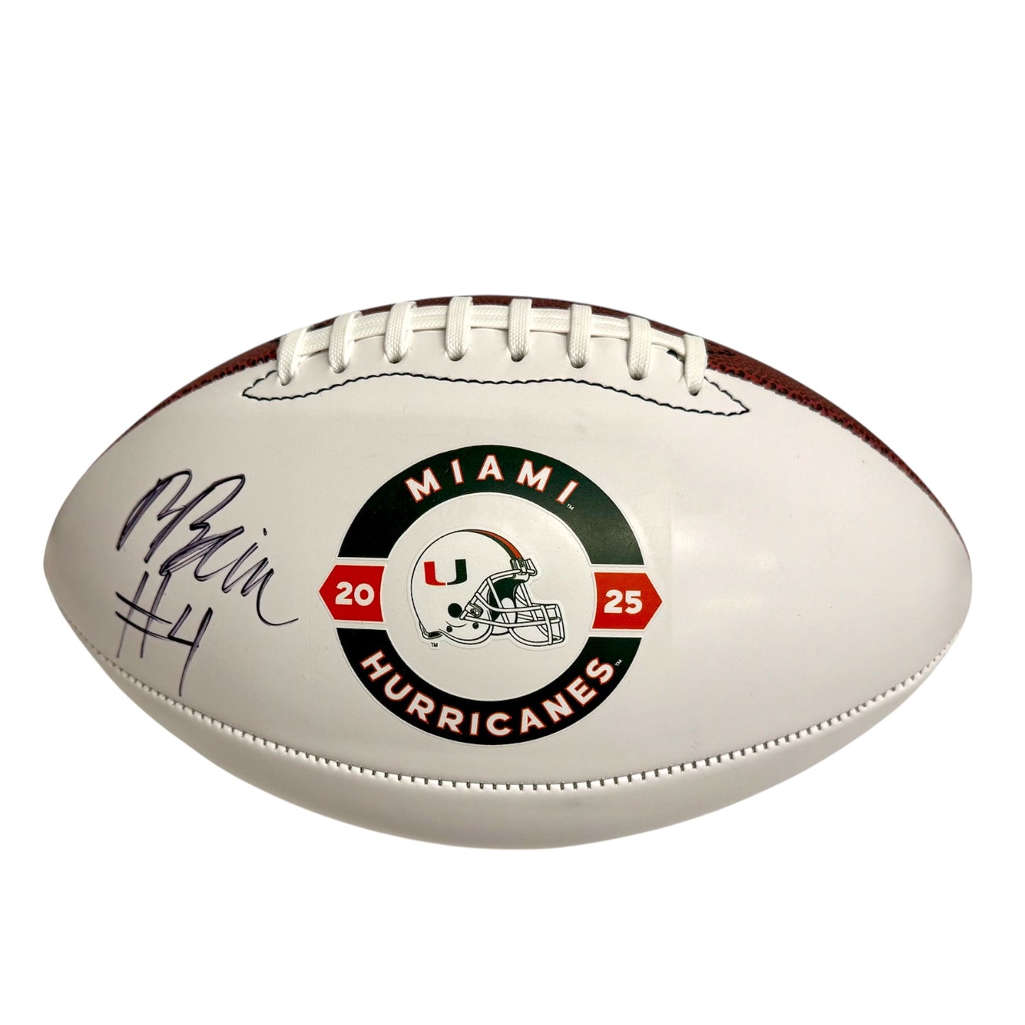 Baden Sports Miami Hurricanes Student Athlete #4 Rueben Bain, Jr. Autographed White Full Size Football
