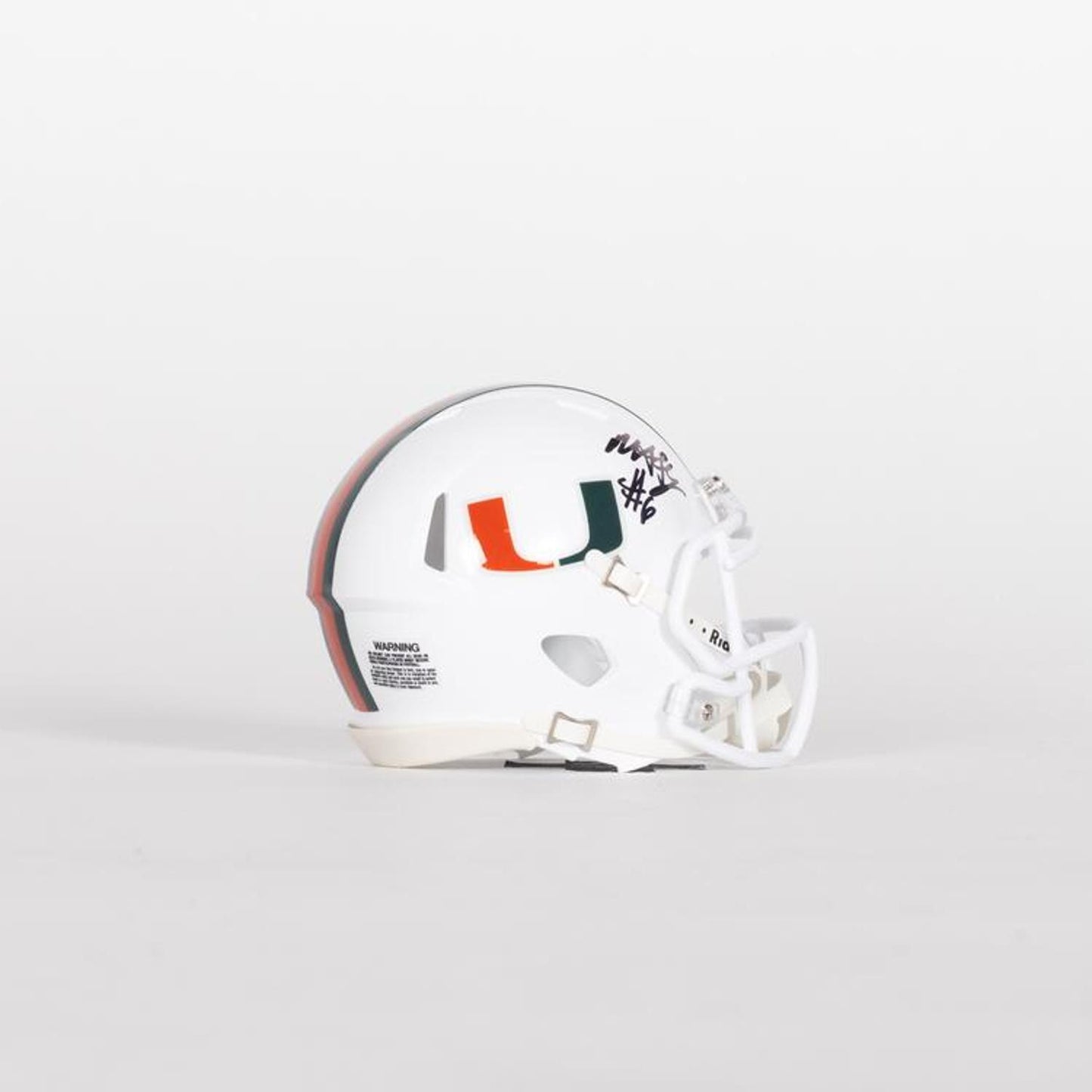 Riddell Miami Hurricanes Student Athlete #6 CharMar Brown Autographed White Mini Football Helmet