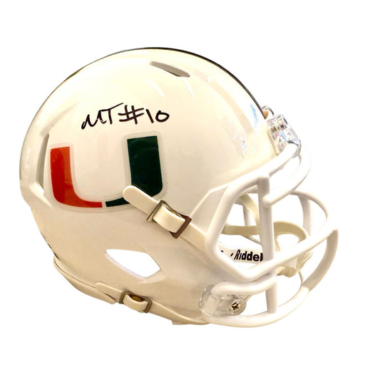 Riddell Miami Hurricanes Student Athlete #10 Malachi Toney Autographed White Mini Football Helmet