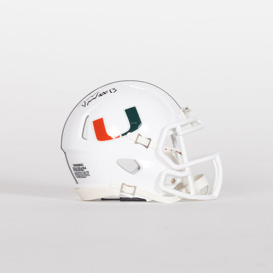 Riddell Miami Hurricanes Student Athlete #13 Daylyn Upshaw Autographed White Mini Football Helmet