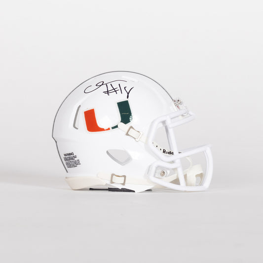 Riddell Miami Hurricanes Student Athlete #18 Chance Robinson Autographed White Mini Football Helmet