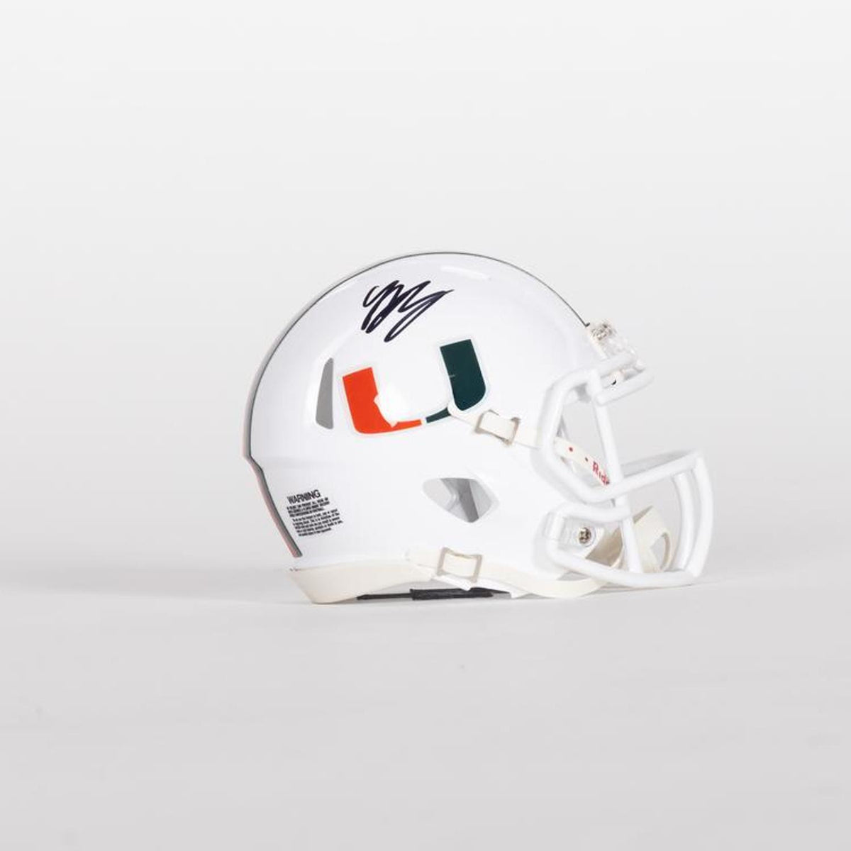 Riddell Miami Hurricanes Student Athlete #19 Brock Schott Autographed White Mini Football Helmet