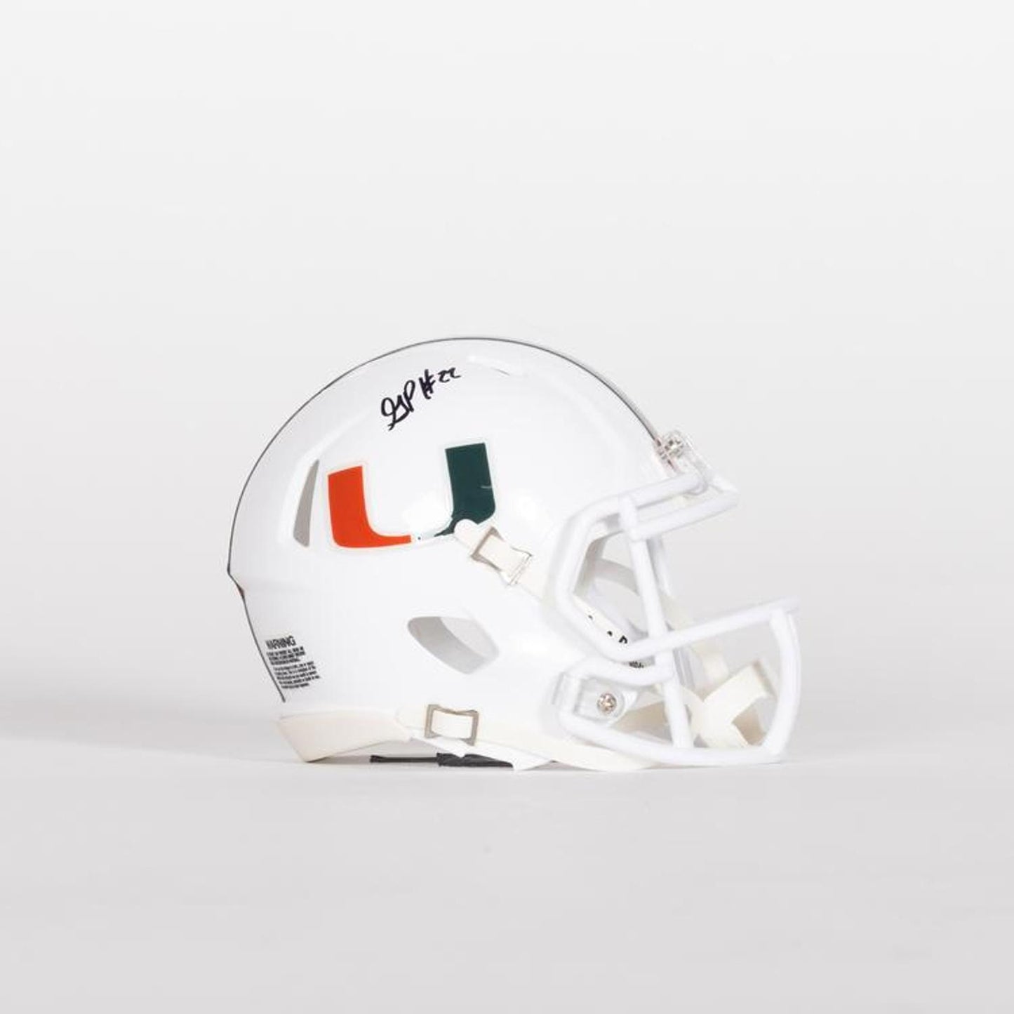 Riddell Miami Hurricanes Student Athlete #22 Girard Pringle Autographed White Mini Football Helmet