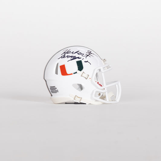 Riddell Miami Hurricanes Student Athlete #35 Herbert Scroggins Autographed White Mini Football Helmet