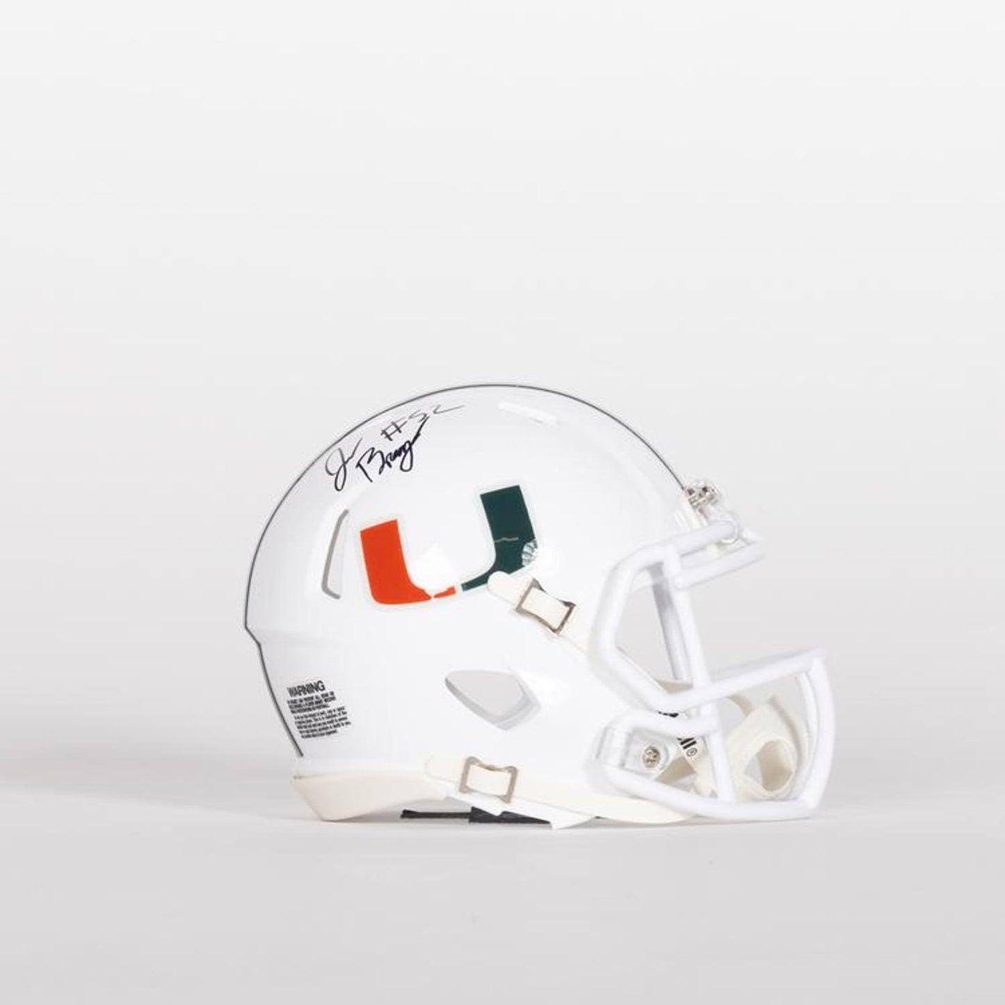 Riddell Miami Hurricanes Student Athlete #52 James Brockermeyer Autographed White Mini Football Helmet