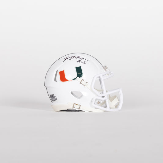 Riddell Miami Hurricanes Student Athlete #62 Tommy Kinsler Autographed White Mini Football Helmet