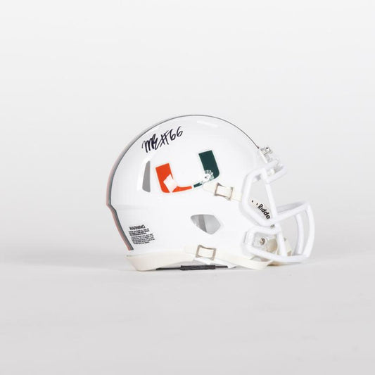 Riddell Miami Hurricanes Student Athlete #66 Max Buchanan Autographed White Mini Football Helmet