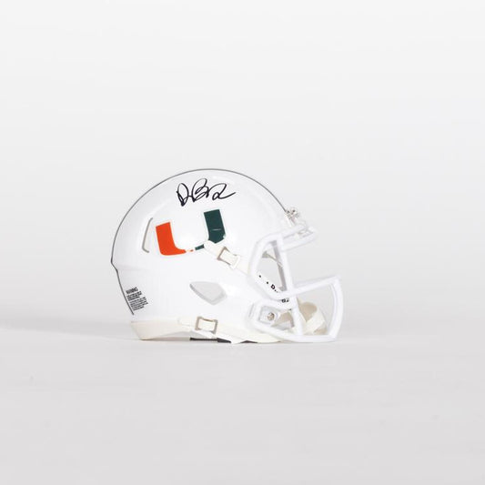 Riddell Miami Hurricanes Student Athlete #2 Damari Brown Autographed White Mini Football Helmet