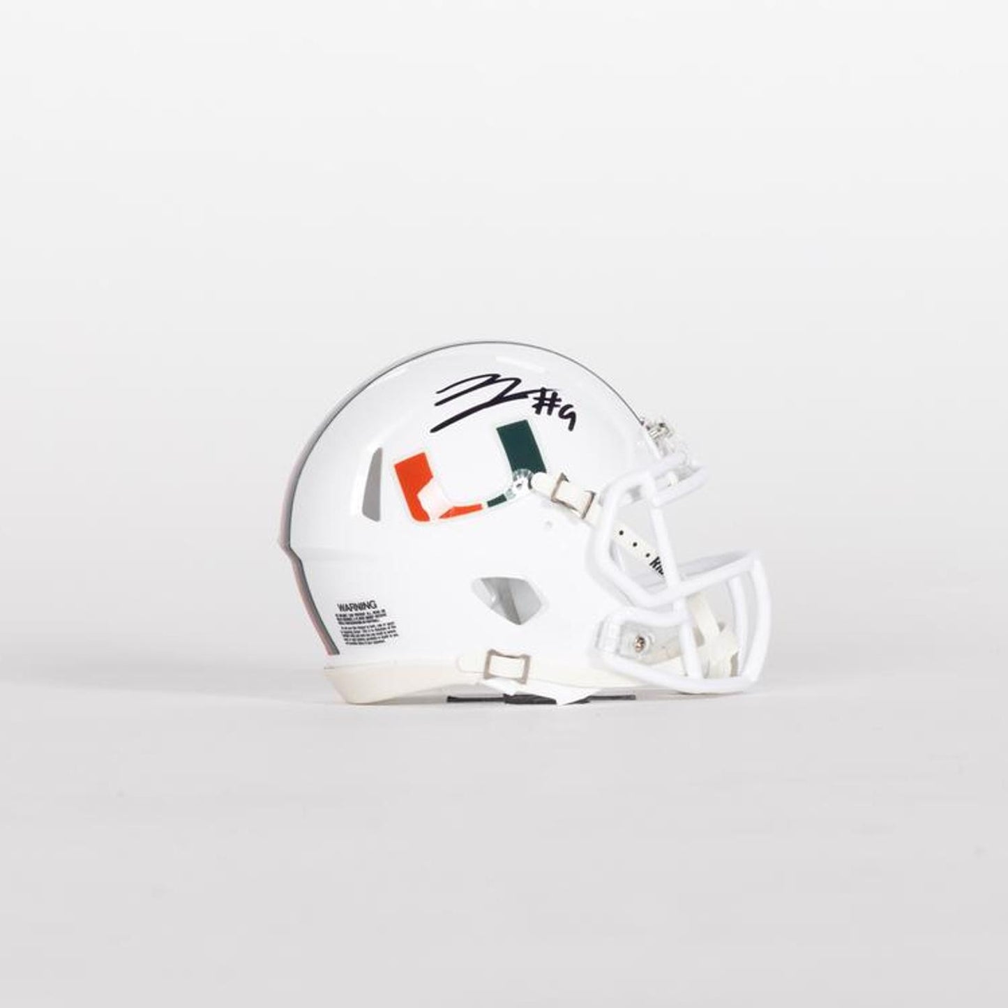 Riddell Miami Hurricanes Student Athlete #9 Malik Bryant Autographed White Mini Football Helmet
