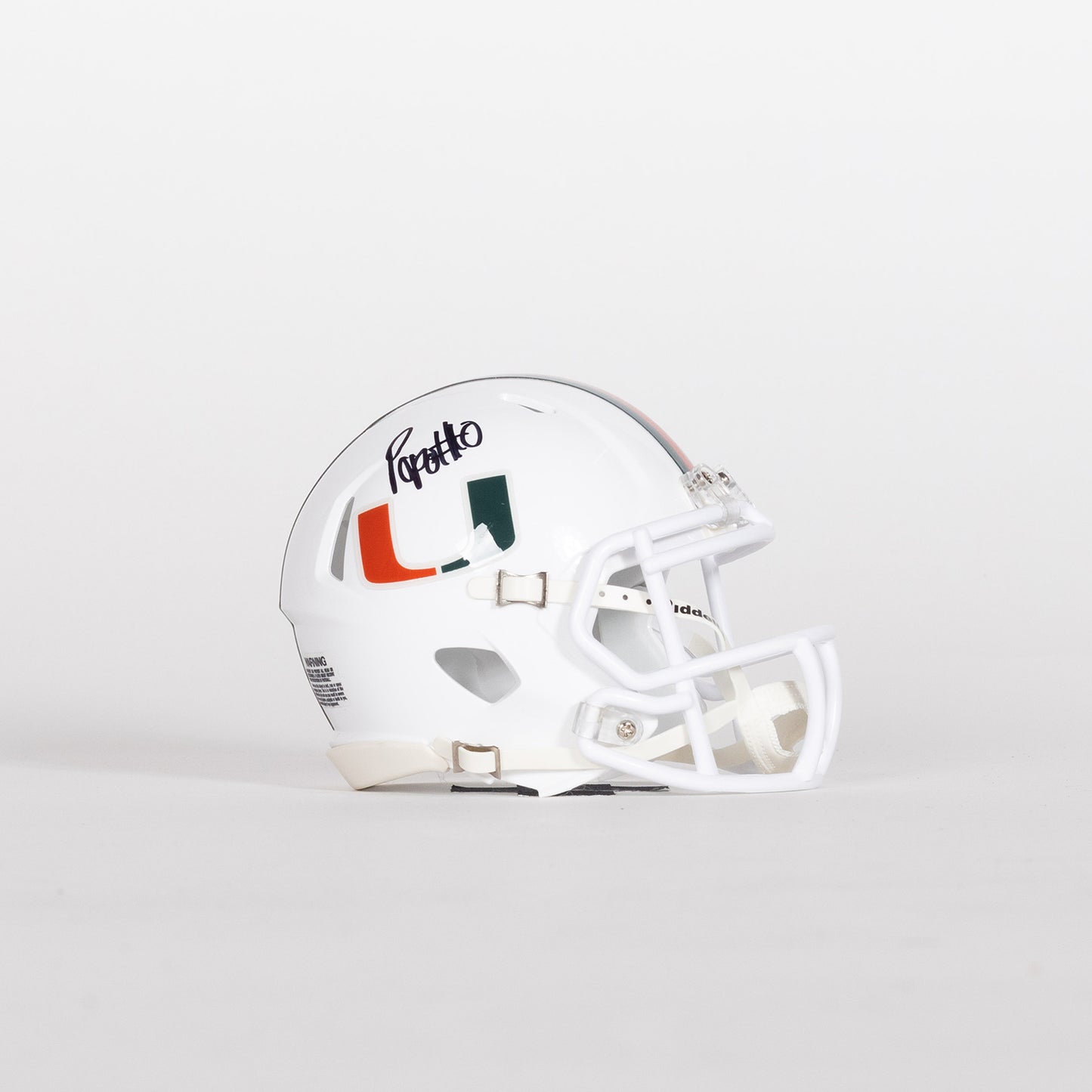 Riddell Miami Hurricanes Student Athlete #10 Raul Aguirre Autographed White Mini Football Helmet