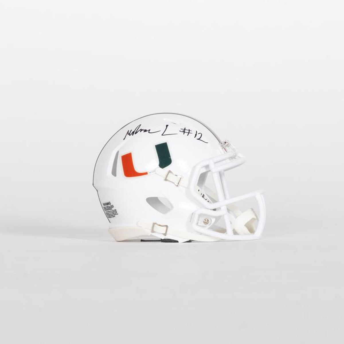 Riddell Miami Hurricanes Student Athlete #12 Marquise Lightfoot Autographed White Mini Football Helmet