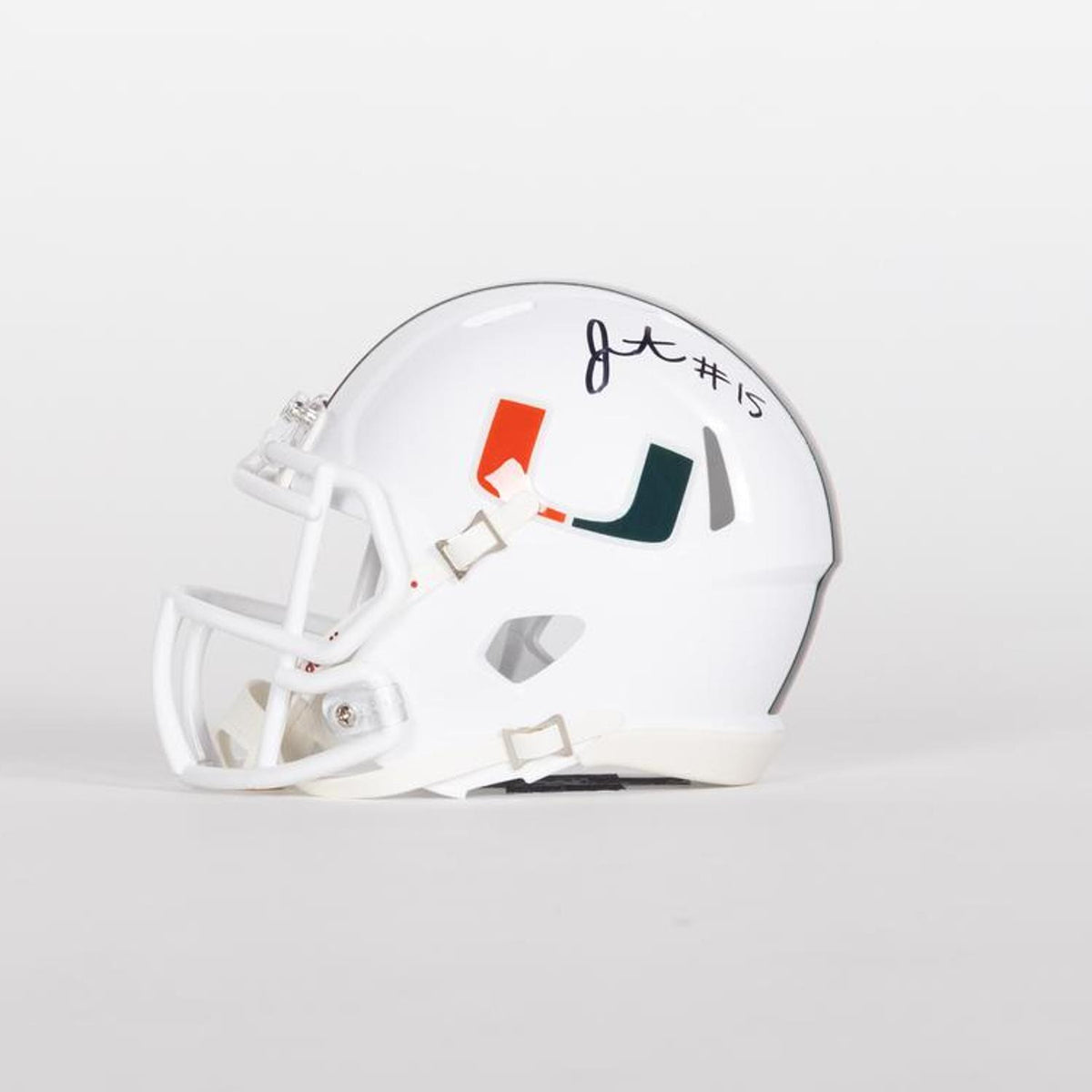 Riddell Miami Hurricanes Student Athlete #15 Markeith Williams  Autographed White Mini Football Helmet