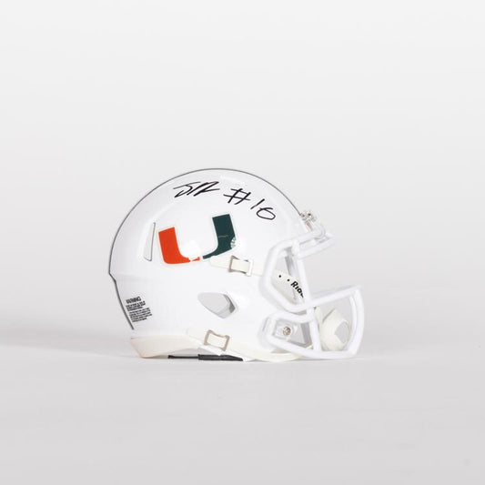 Riddell Miami Hurricanes Student Athlete #16 Ja'Boree Antoine Autographed White Mini Football Helmet