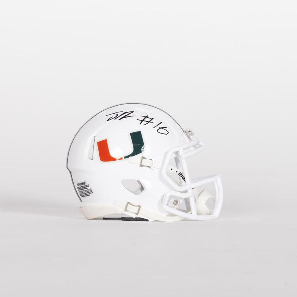 Riddell Miami Hurricanes Student Athlete #16 Ja&#39;Boree Antoine Autographed White Mini Football Helmet