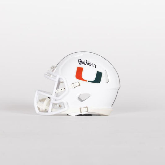 Riddell Miami Hurricanes Student Athlete #17 Bobby Washington Jr. Autographed White Mini Football Helmet