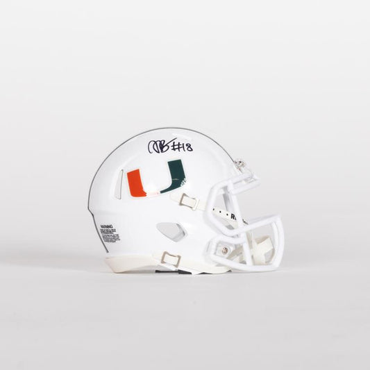 Riddell Miami Hurricanes Student Athlete #18 Armondo Blount Autographed White Mini Football Helmet